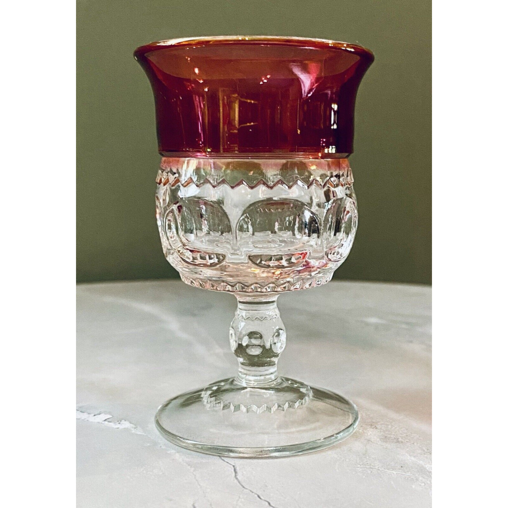 Vintage Tiffin-Franciscan Kings Crown👑 Ruby Flashed Top Goblets Glasses